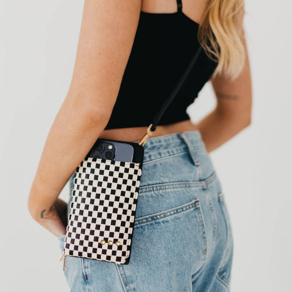 double duty phone bag | checkered black