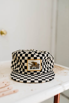 be brave | black + cream checkered hat