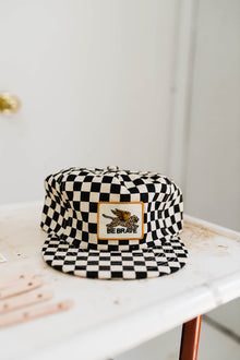 be brave | black + cream checkered hat