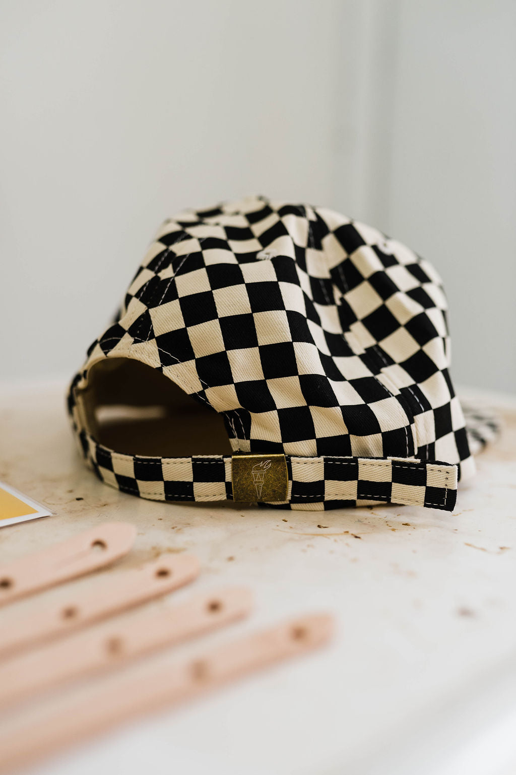 be brave | black + cream checkered hat