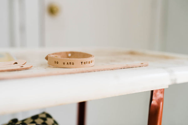 do hard things | leather bracelet
