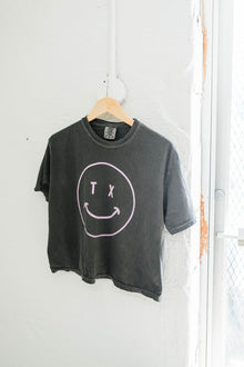tx smiley | charcoal boxy cropped tee