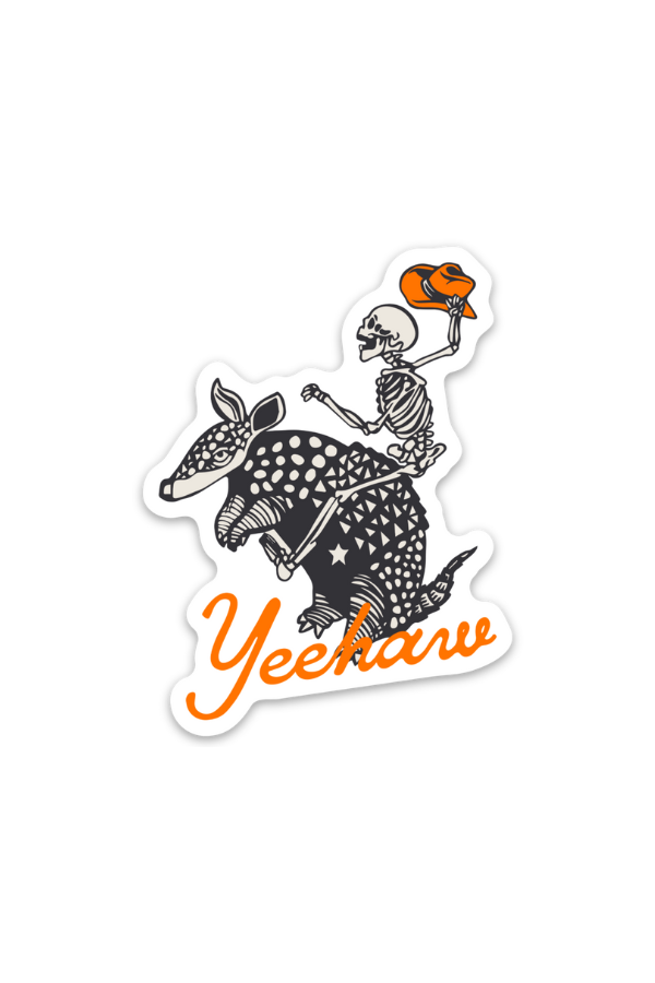 yeehaw armadillo + skeleton | sticker