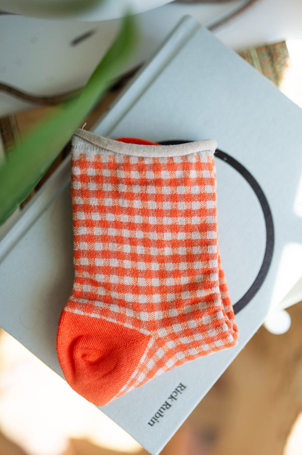 picnic mid crew socks | oatmeal orange