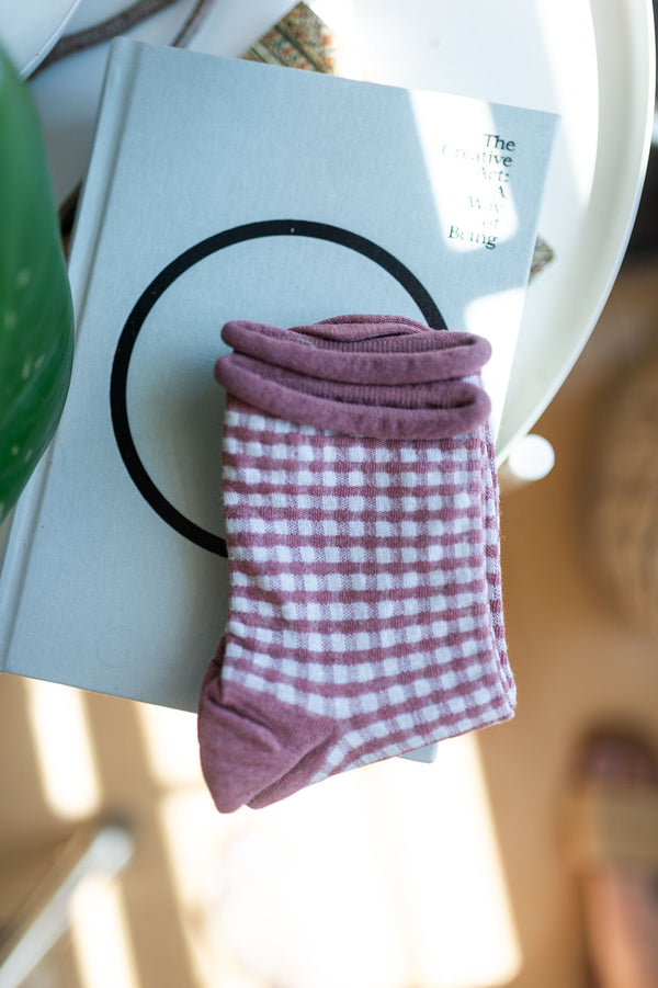 picnic mid crew socks | mauve