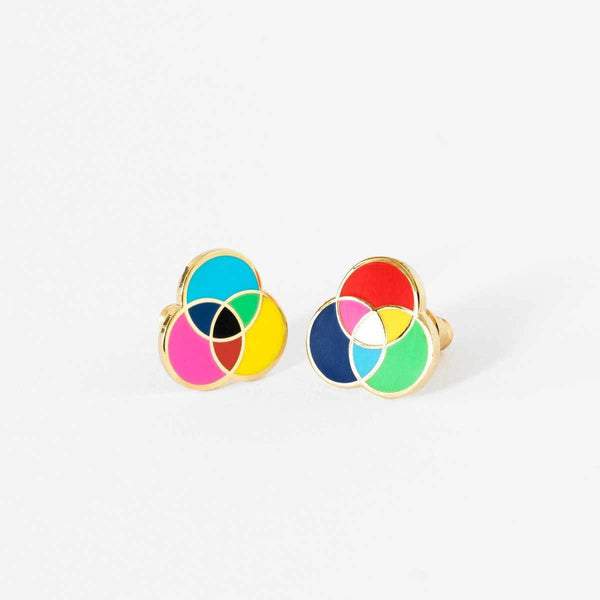 mismatched post earrings | RGB + CMYK