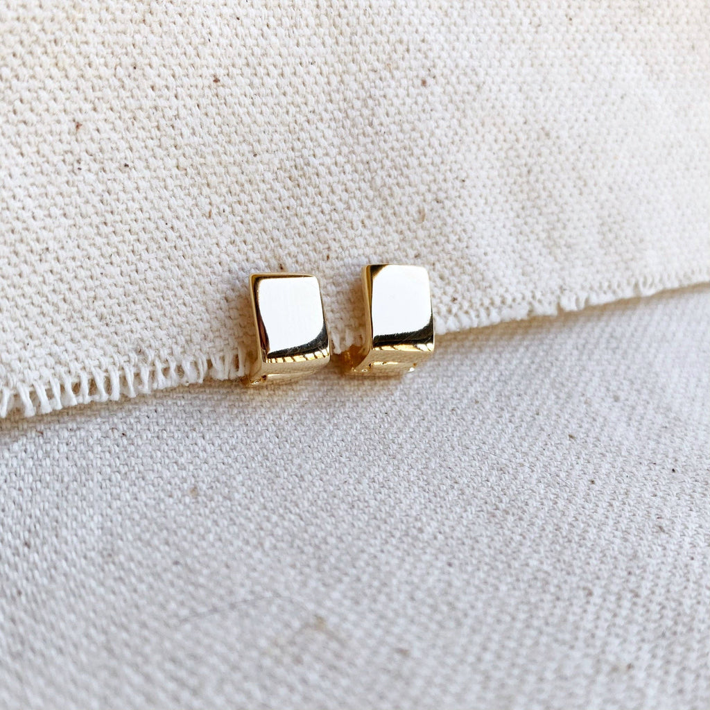 square chunky huggie | 18k gold filled earrings