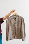 tan + navy floral blouse | ramble vintage