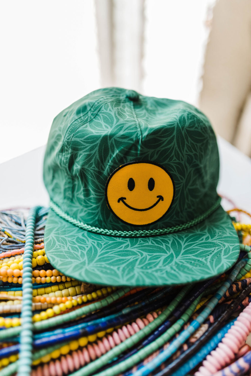 smiley green floral | hat