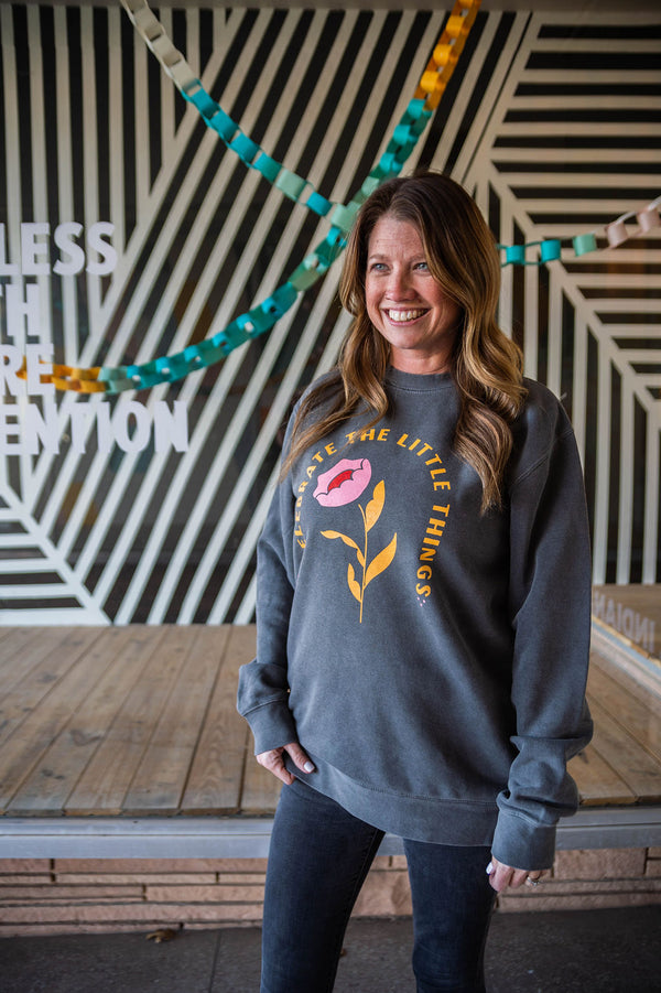 celebrate the little things | pigment black crewneck sweatshirt