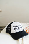 fake falls, real people black + white | foam mesh back hat