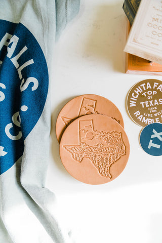 heart of texas | leather coaster