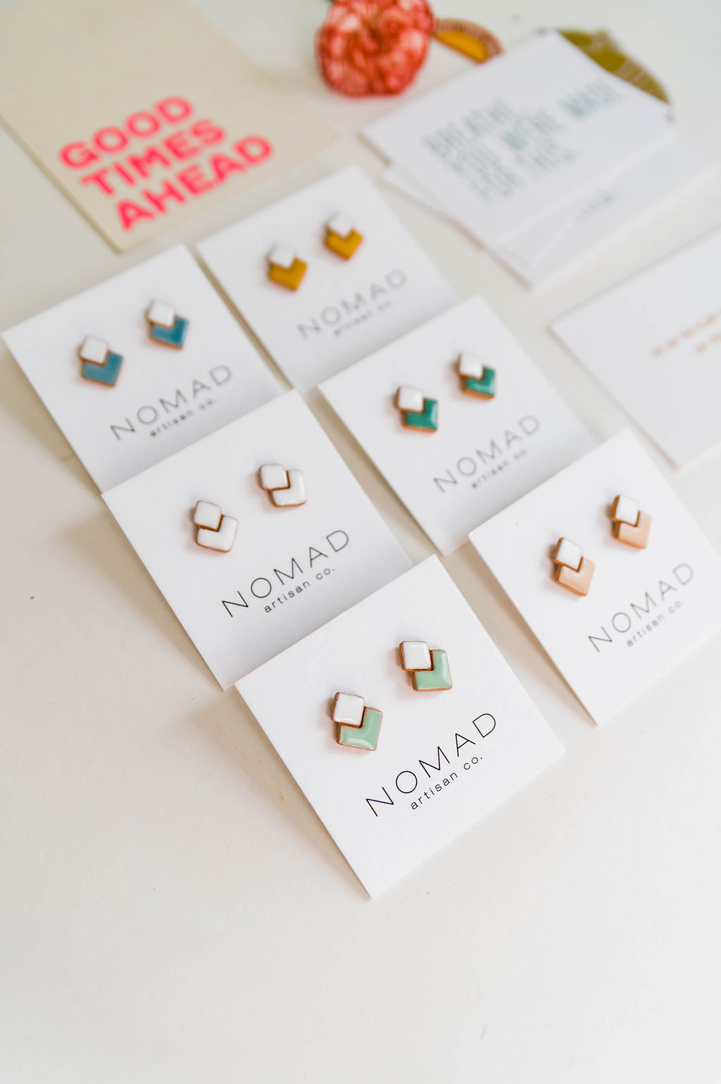 colorful double squares earring | 9 color options