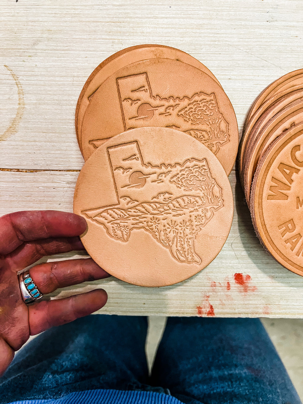 heart of texas | leather coaster