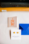 the design: i love you! the size: 2.5" x 2.5" hand letterpressed card packed in a cello sleeve with corresponding envelope blank inside made in the USA letterpress. Ramble & Co. is a family owned business. Shop at shop.rambleandcompany.com or visit our store in Wichita Falls, Texas || small batch/ hand printed tees + fine art prints | your source of encouragement + inspiration.