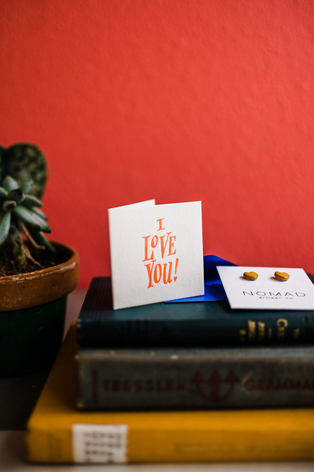 the design: i love you!   the size: 2.5" x 2.5"     hand letterpressed card packed in a cello sleeve with corresponding envelope blank inside  made in the USA letterpress. Ramble & Co. is a family owned business. Shop at shop.rambleandcompany.com or visit our store in Wichita Falls, Texas || small batch/ hand printed tees + fine art prints | your source of encouragement + inspiration.