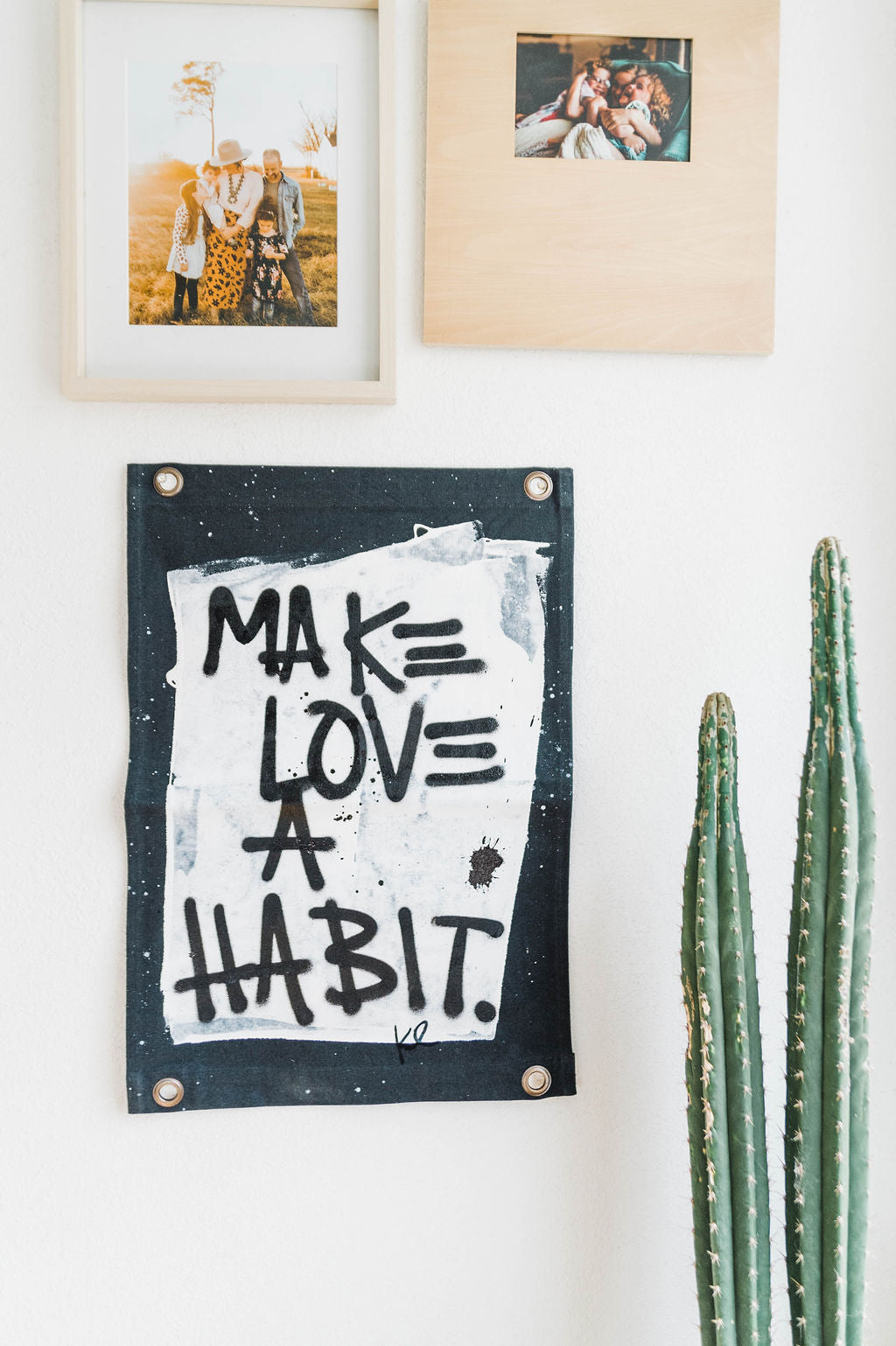 make love a habit | charcoal canvas banner