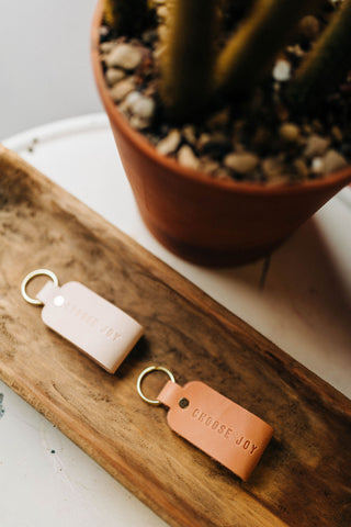 choose joy | leather loop key fob