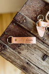 slow down, look around | leather key fob