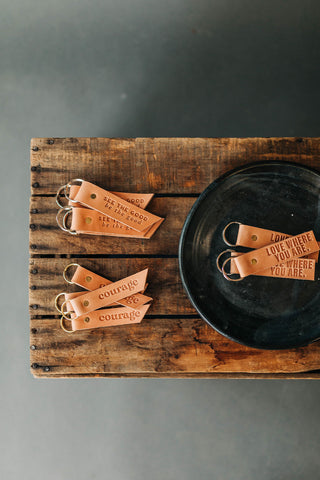 courage | leather key fob