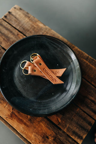 courage | leather key fob