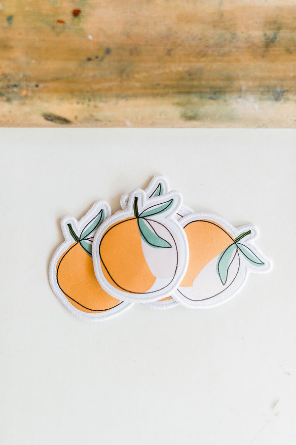 So many possibilities + ways to use these Ramble & Co. patches. multi-color hand illustrated peach the color: peach, pink, white, black and green approx. 2" x 2" To apply: Each patch is woven with an iron on backing. Ramble & Co. is a family owned business. Shop at shop.rambleandcompany.com or visit our store in Wichita Falls, Texas || small batch/ hand printed tees + fine art prints | your source of encouragement + inspiration.