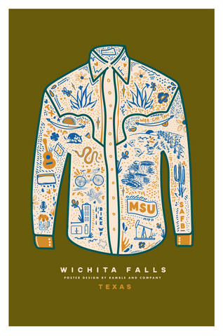 wichita falls pearl snap 12 x 18 | Ramble & Co. print | 2 options