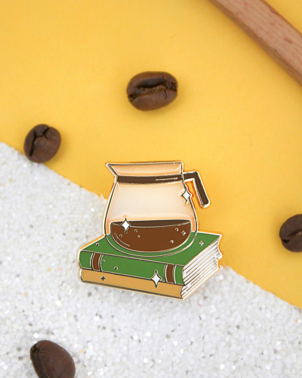 coffee + books | enamel pin