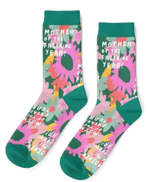 women's cotton crew socks | mother of the freakin year