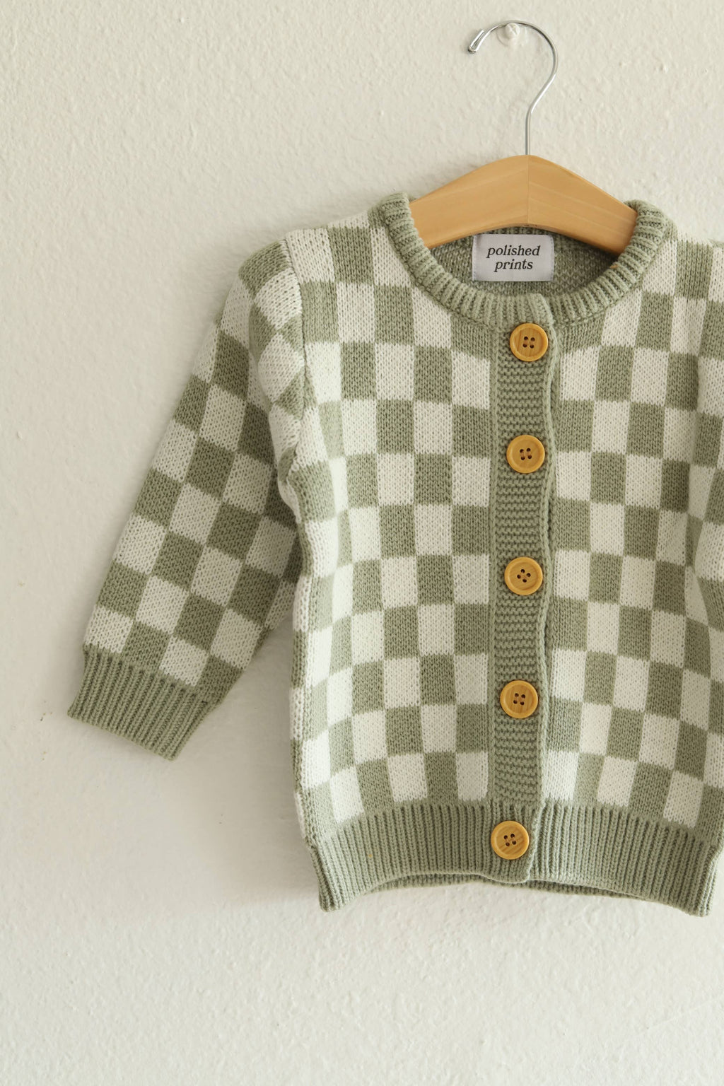 baby checkered cardigan | sage + cream