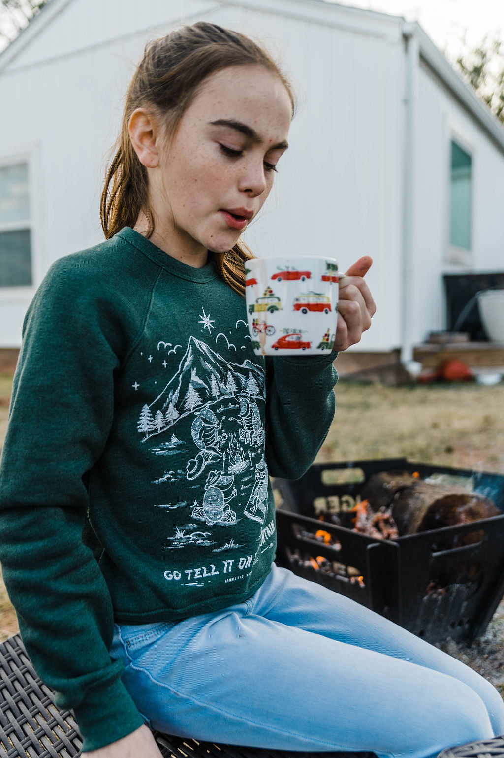 go tell it on the mountain | green youth sweatshirt